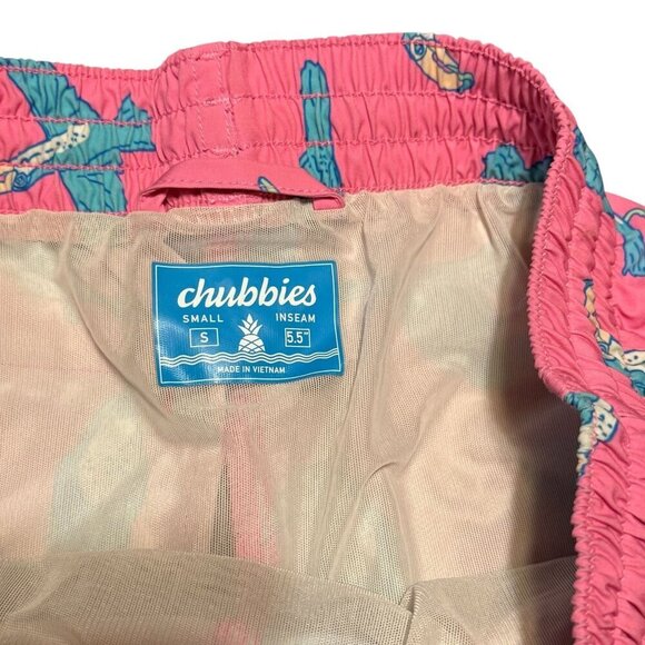 Chubbies Toucan Swim Trunks Pink With Drawstring Waist & Back Pocket - Mens S - Picture 3 of 5